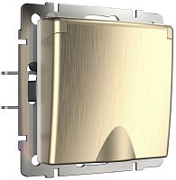 Розетка с заземлением без рамки Werkel 1-м. крышка шторки IP44 шампань рифленый картинка